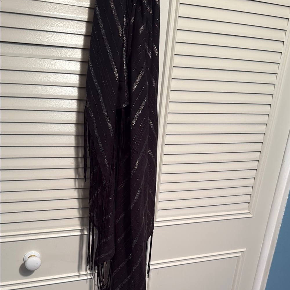 Jennifer Lopez Black and Silver Scarf